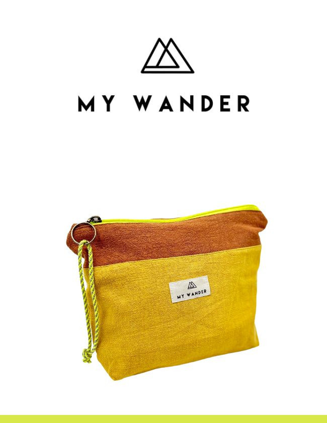 My Wander Mustard Linen Toilet Bag